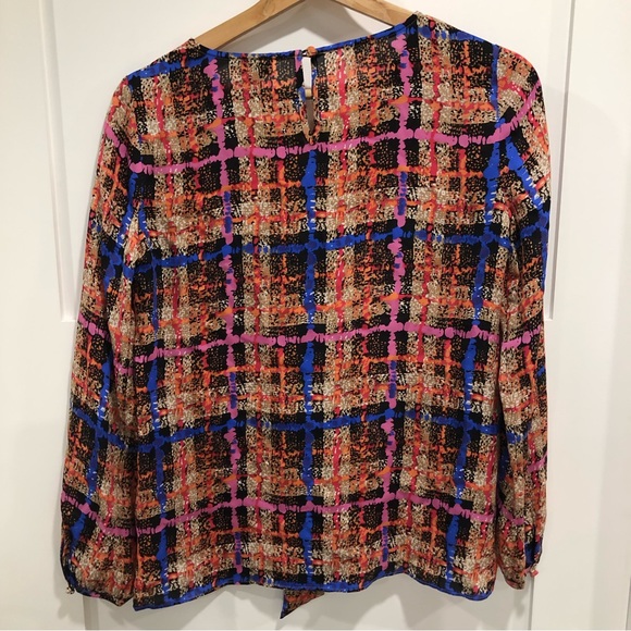 J crew multi color long sleeve crew neck blouse. Size 00. - Picture 4 of 8